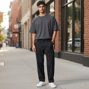 Kenneth Cole Reaction Black‎ Flat Front Pants 38x32 Techy Gab Performance NEW